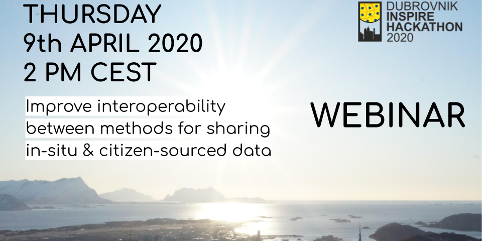 Thursday's Webinar on Improving interoperability between methods for sharing in-situ and citizen-sourced data